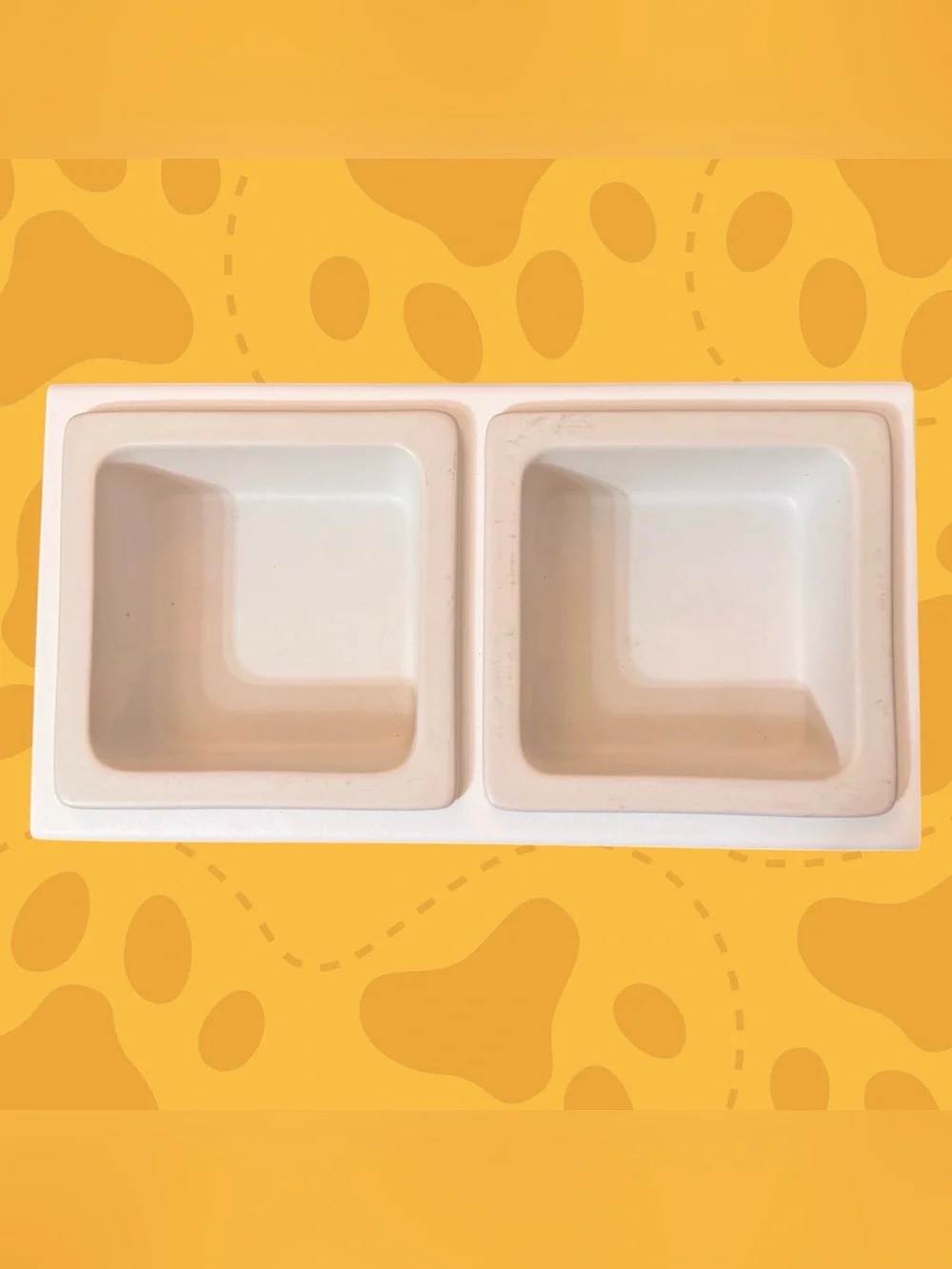 YAMAZAKI Dog/Cat Pet Food Bowl - Steel + Ceramic White